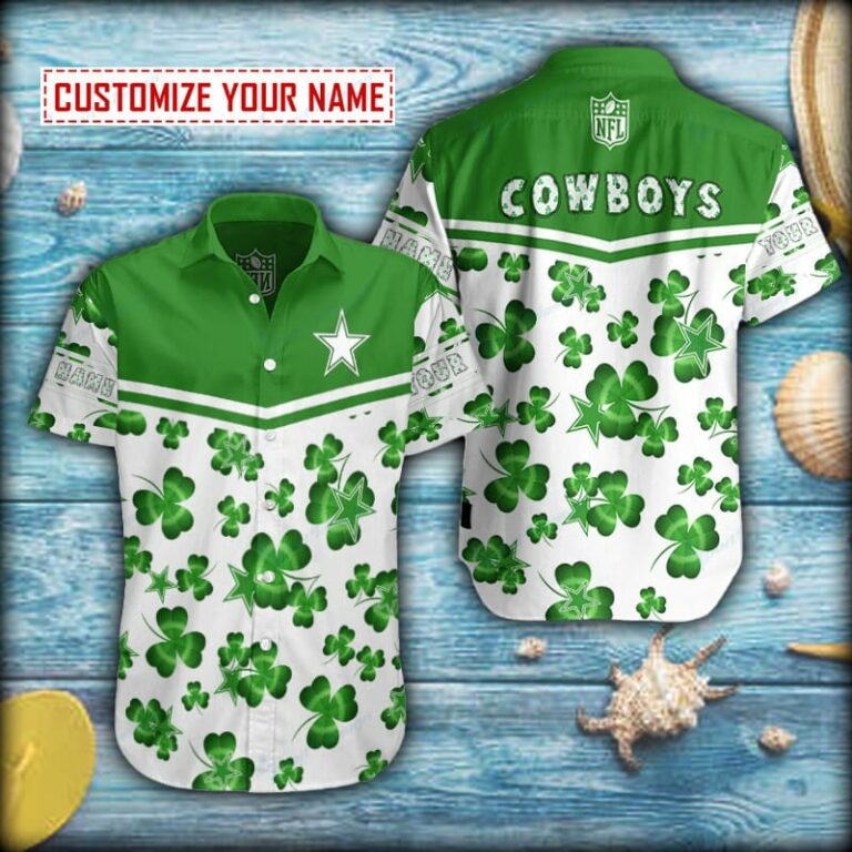 Shamrock Pattern Dallas Cowboys Short Sleeve Hawaiian Shirt