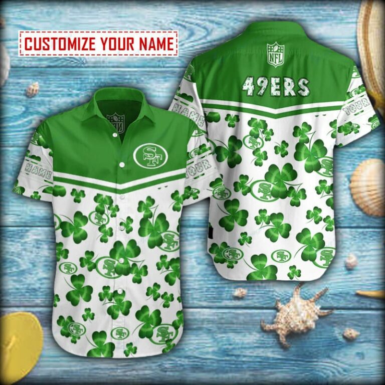 Shamrock Pattern San Francisco 49ers Short Sleeve Hawaiian Shirt