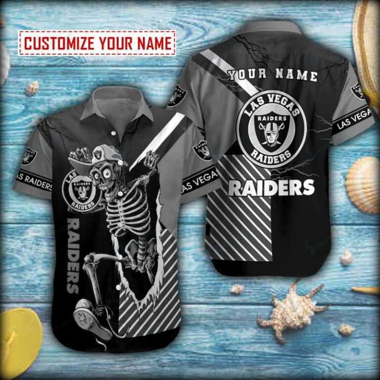 Skeleton Dacing Thunder Las Vegas Raiders Short Sleeve Hawaiian Shirt