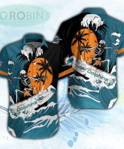 Skeleton Surfing Miami Dolphins Hawaiian Shirt For Men and Women