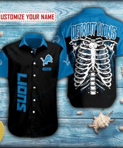 Skeleton Thunder Detroit Lions Short Sleeve Hawaiian Shirt