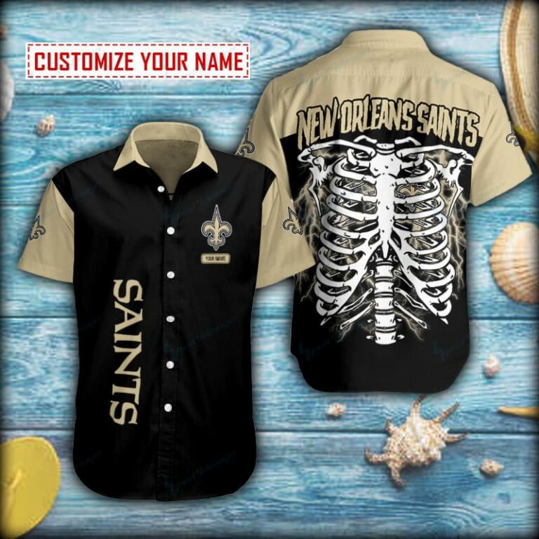 Skeleton Thunder New Orleans Saints Button Shirt