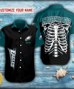 Skeleton Philadelphia Eagles Short Sleeve Hawaiian Shirt