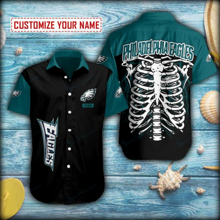 Skeleton Philadelphia Eagles Short Sleeve Hawaiian Shirt