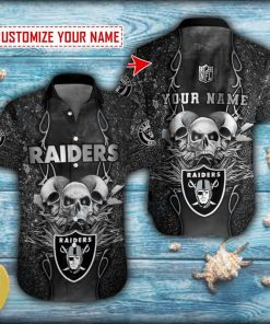 Personalized Skull Grunge Las Vegas Raiders Button Shirt
