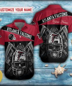Personalized Skull Helmet With Death Scythe Atlanta Falcons Short Sleeve Hawaiian Shirt Personalized Skull Helmet With Death Scythe Atlanta Falcons Short Sleeve Hawaiian Shirt