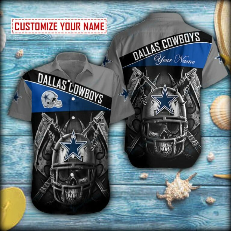 Skull Helmet With Death Scythe Dallas Cowboys Button Shirt