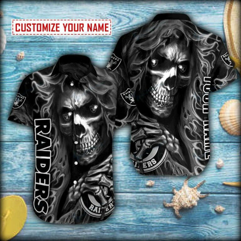 Personalized Skull Hold Las Vegas Raiders Short Sleeve Hawaiian Shirt