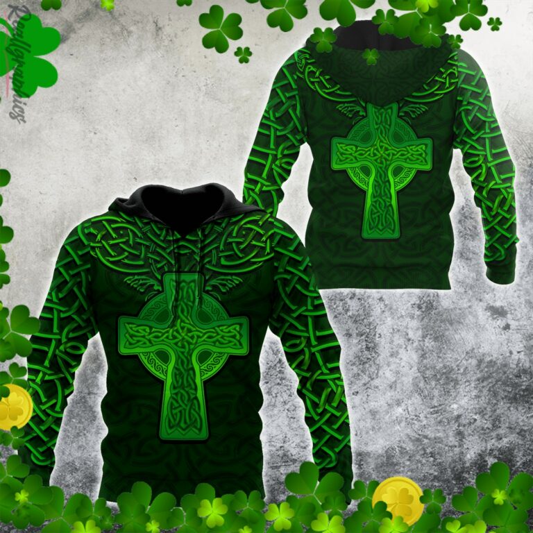 St Patrick’s Day Celtic Cross All Over Print Hoodie