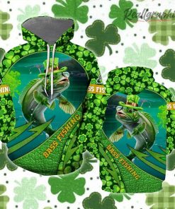 St Patrick’s Day Fishing Leprechaun Fish Lucky Shamrock Hoodie Over Print Hoodie