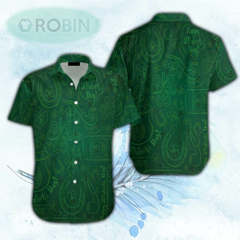 St Patrick’s Day Green Shamrock Aloha Hawaiian Shirt For Men & Women