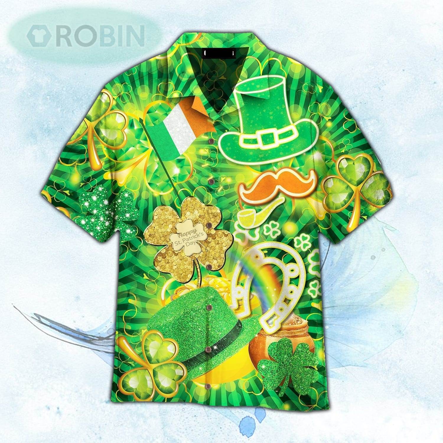 St Patrick's Day Green Shamrock Aloha Hawaiian Shirts For Men and For ...