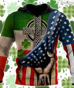 St.Patrick Day Hand Hold American Flag All Over Print Hoodie