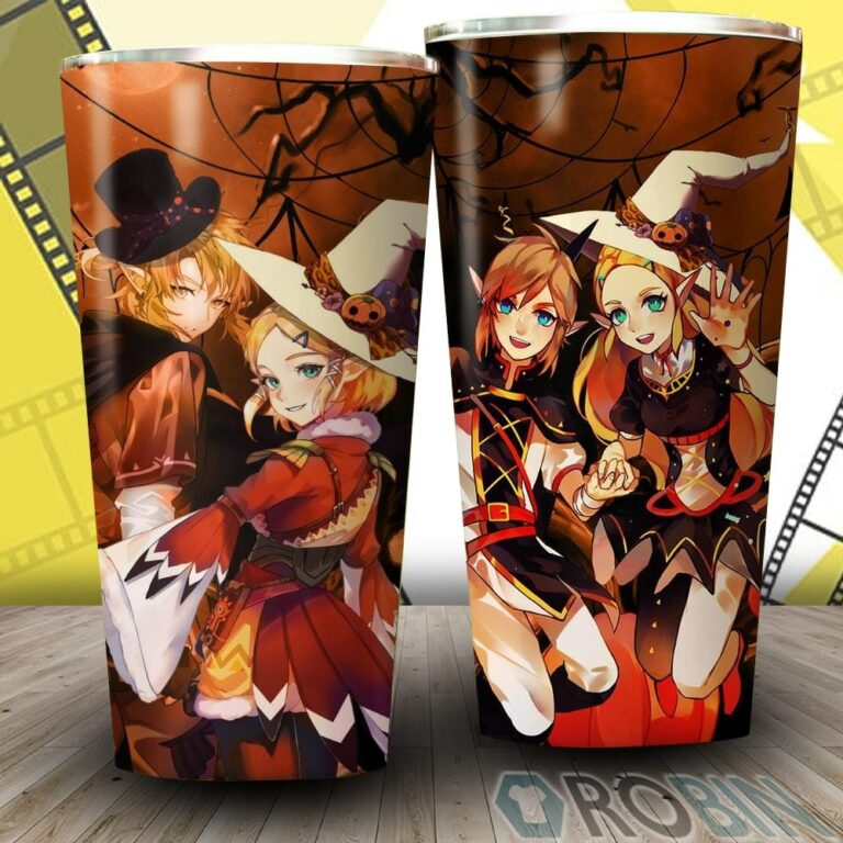 The Legend Of Zelda Link & Zelda Halloween Tumbler, Cute Anime Gifts