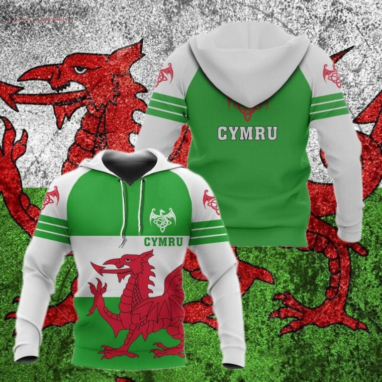 Wales Flag St Patrick’s Day Hoodie Over Print Hoodie