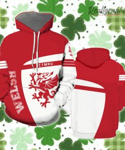 Wales Sport Red St Patrick’s Day Hoodie Over Print Hoodie