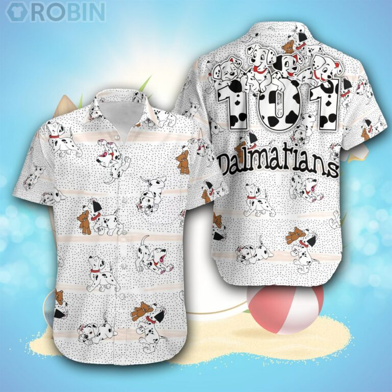 101 Dalmatians Black White Polka Dot Disney Hawaiian Shirt