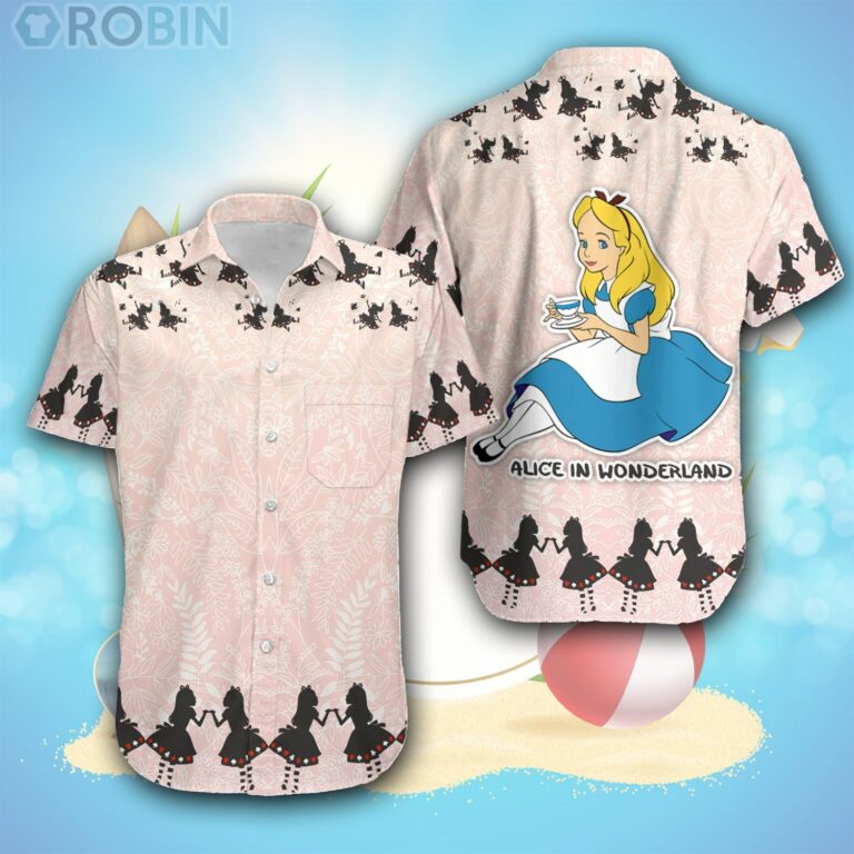 Alice In Wonderland Pink Nude Pattern Disney Hawaiian Shirt