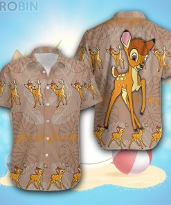 Bambi Brown Floral Pattern Disney Hawaiian Shirt