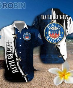 Bath Rugby Pattern Hawaiian Shirt And Shorts