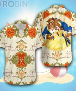 Beauty And The Beast Yellow Red Floral Disney Hawaiian Shirt