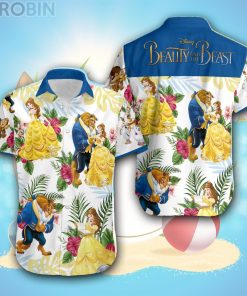 Beauty & Beast Summer Tropical Print Disney Hawaiian Shirt