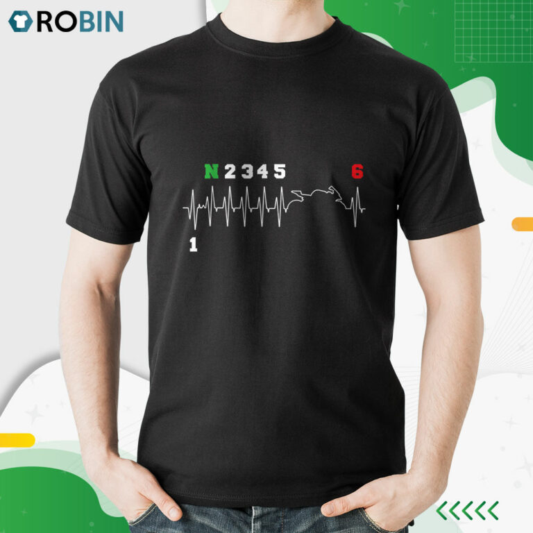 Motocicleta Cambio De Marcha Latido Del Corazón Motociclista Camiseta
