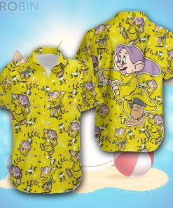Dopey Dwarf Leafy Summer Tropical Print Disney Hawaiian Shirt