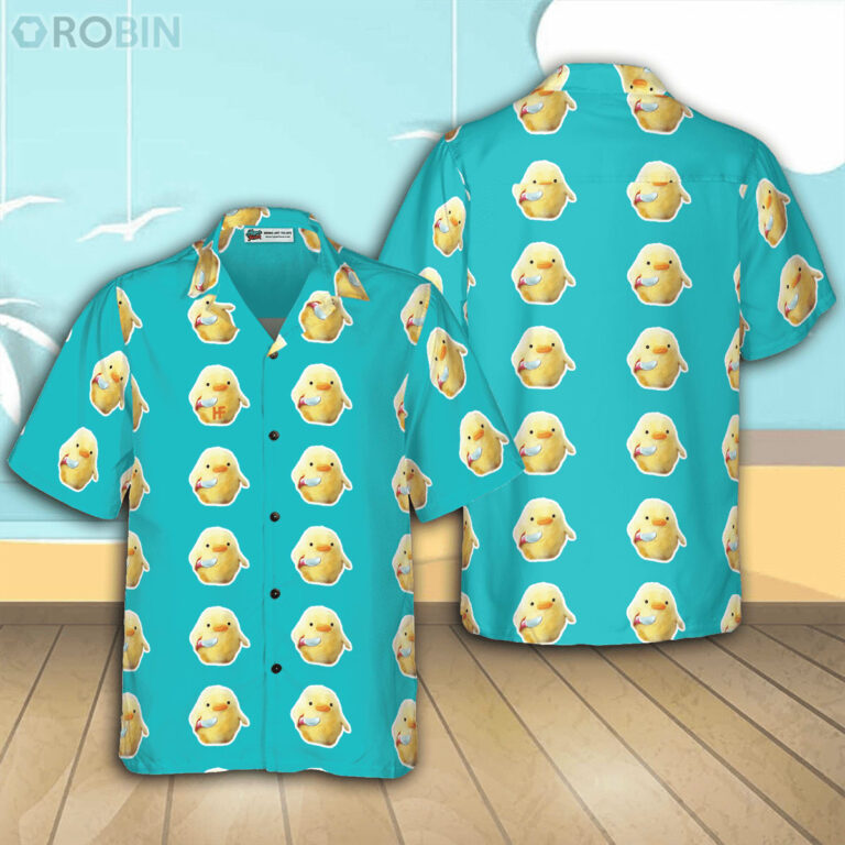 Duck With Knife Casual Button Down Hawaiian Shirt