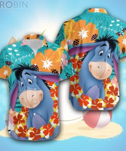 Eeyore Green Orange Purple Pattern Disney Hawaiian Shirt