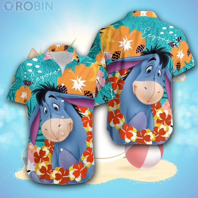 Eeyore Green Orange Purple Pattern Disney Hawaiian Shirt