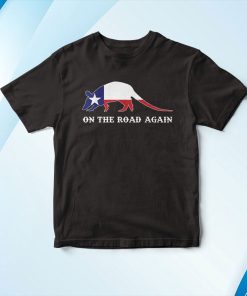 Funny Armadillo On The Road Again Texas Flag Shirt