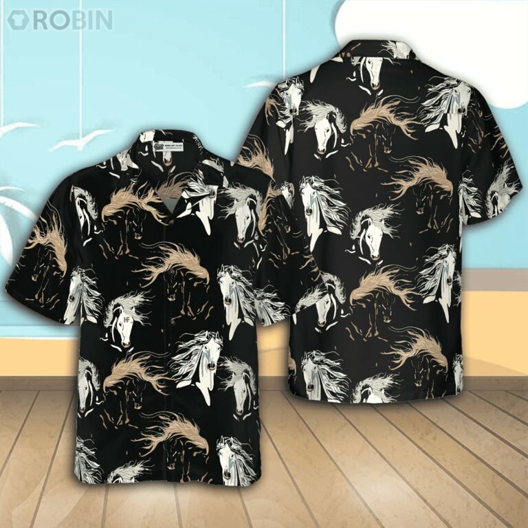 Galloping Horse Casual Button Down Hawaiian Shirt