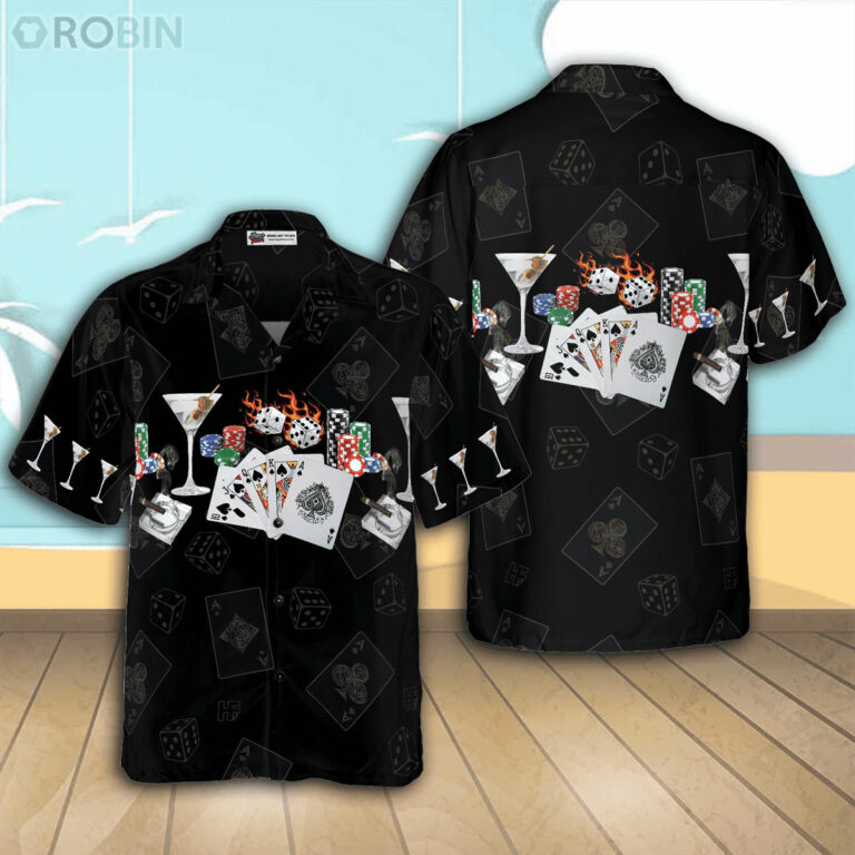 Gambling And Wine Casual Button Down Hawaiian Shirt