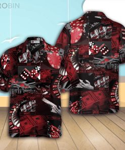 Gambling Pattern Casual Button Down Hawaiian Shirt