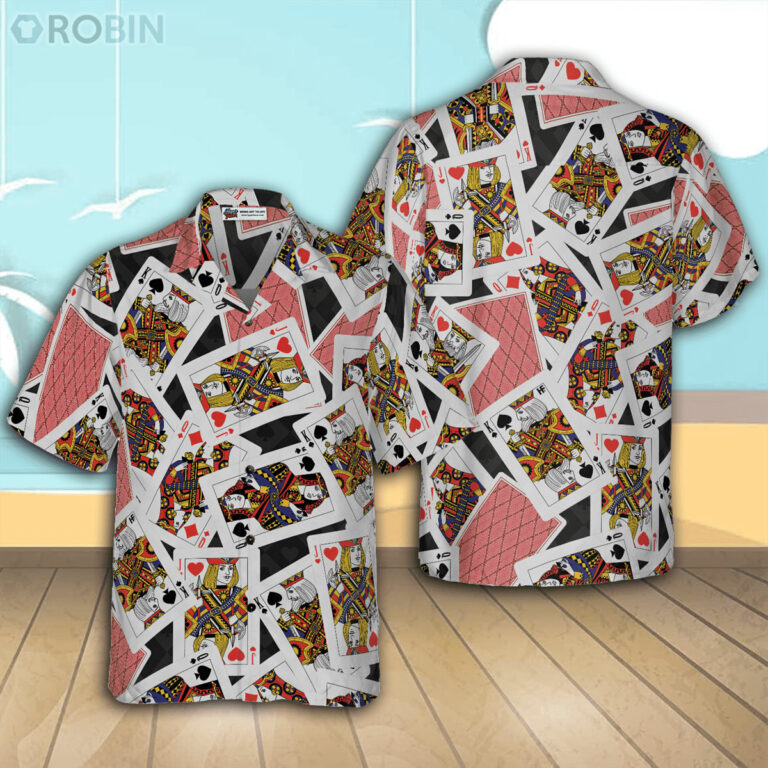 Gambling Poker Card Casual Button Down Hawaiian Shirt