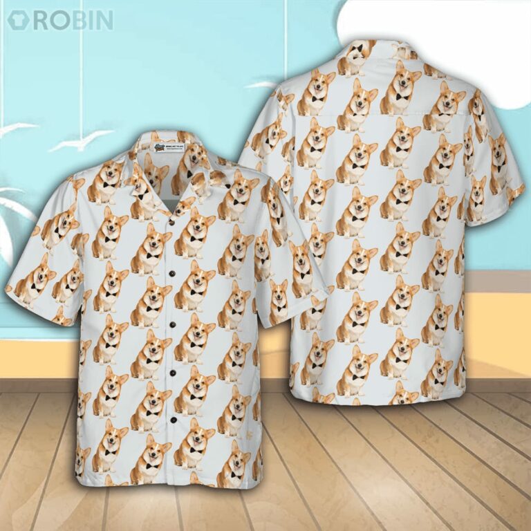 Gentleman Corgi Casual Button Down Hawaiian Shirt, Best Corgi And Women