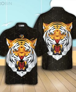 Geometric Tiger Casual Button Down Hawaiian Shirt