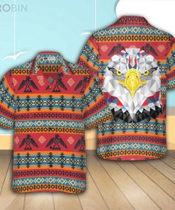 Geometric Tribal Native American Eagle Shirt Casual Button Down Hawaiian Shirt Geometric Tribal Native American Eagle Shirt Casual Button Down Hawaiian Shirt