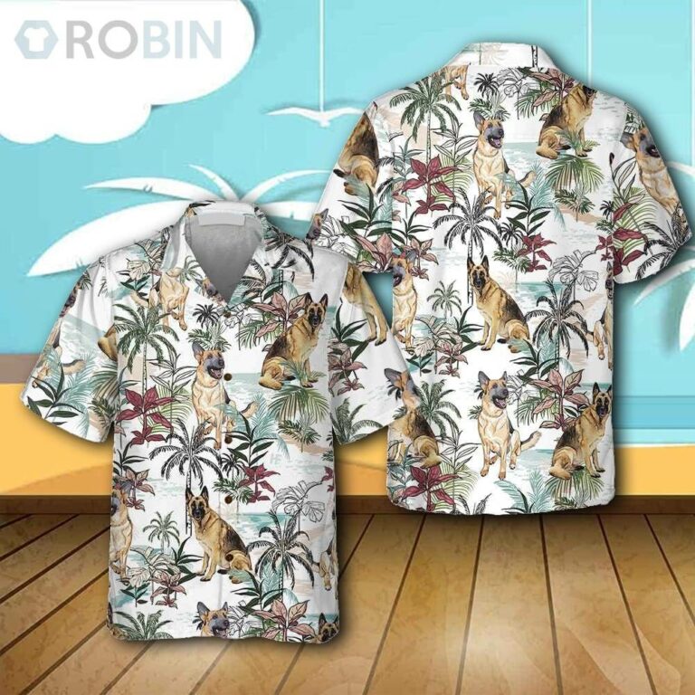 German Sheperd Summer Tropical Pattern Hawaiian Shirt