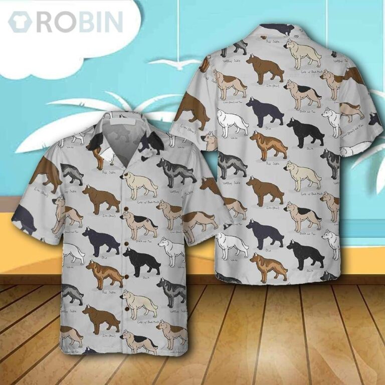 German Shepherd Dog Casual Button Down Hawaiian Shirt