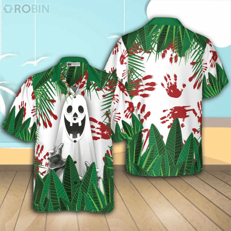 Ghost In The Bushes Halloween Casual Button Down Shirt