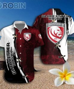 Gloucester Rugby Pattern Hawaiian Shirt And Shorts
