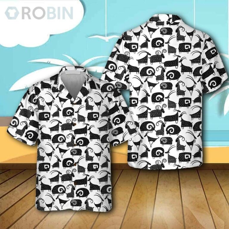 Goat And Ram Seamless Pattern Casual Button Down Hawaiian Shirt