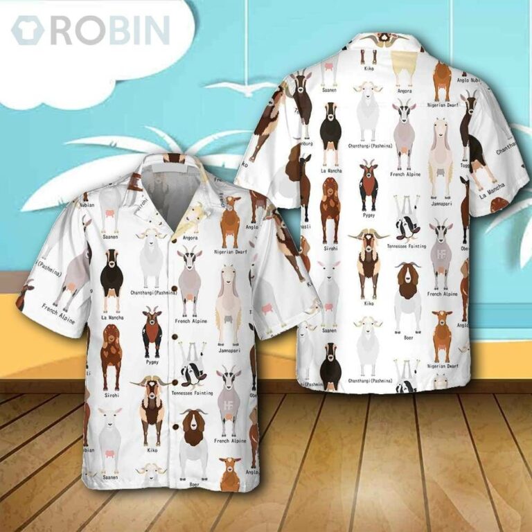 Goat Breeds Casual Button Down Hawaiian Shirt