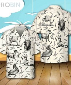 Goat Farm Lovers Casual Button Down Hawaiian Shirt, Vintage Goat