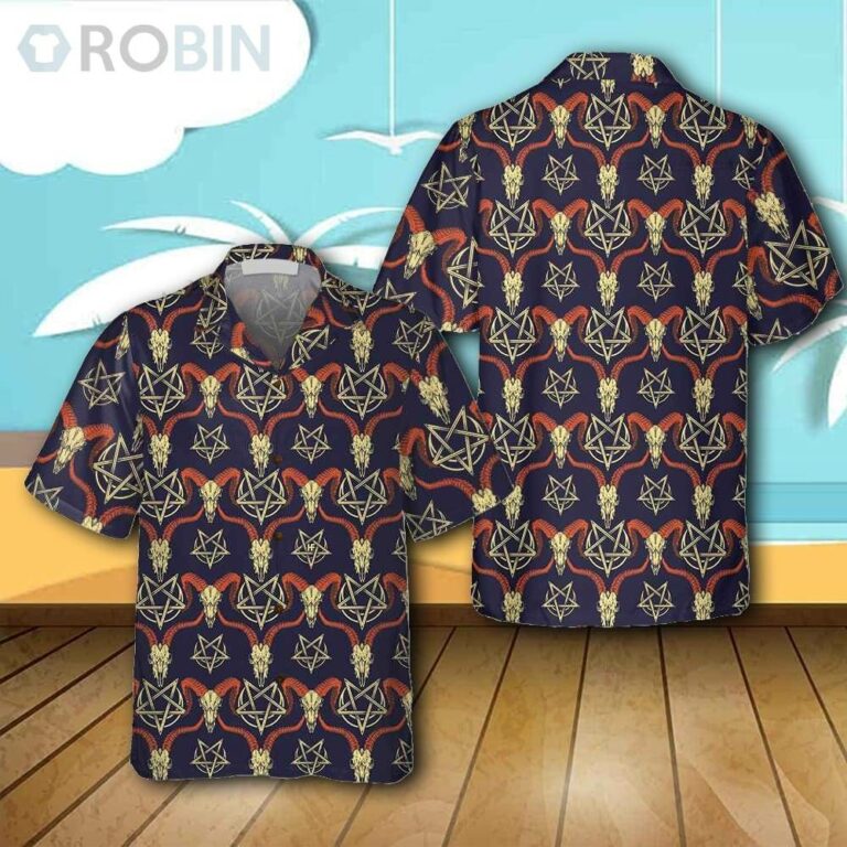 Goat Head Satanic Casual Button Down Hawaiian Shirt