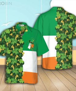 Gold Coins Shamrock Saint Patrick’s Day Irish Ireland Flag Casual Button Down Shirt Gold Coins Shamrock Saint Patrick’s Day Irish Ireland Flag Casual Button Down Shirt