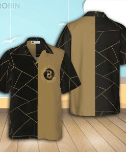 Golden Bitcoin Cryptocurrency Button Down Shirt
