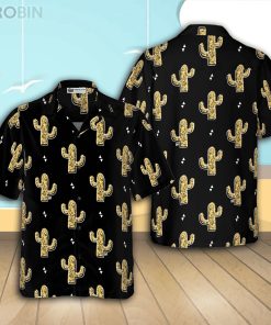 Cactuses Pattern Casual Button Down Hawaiian Shirt